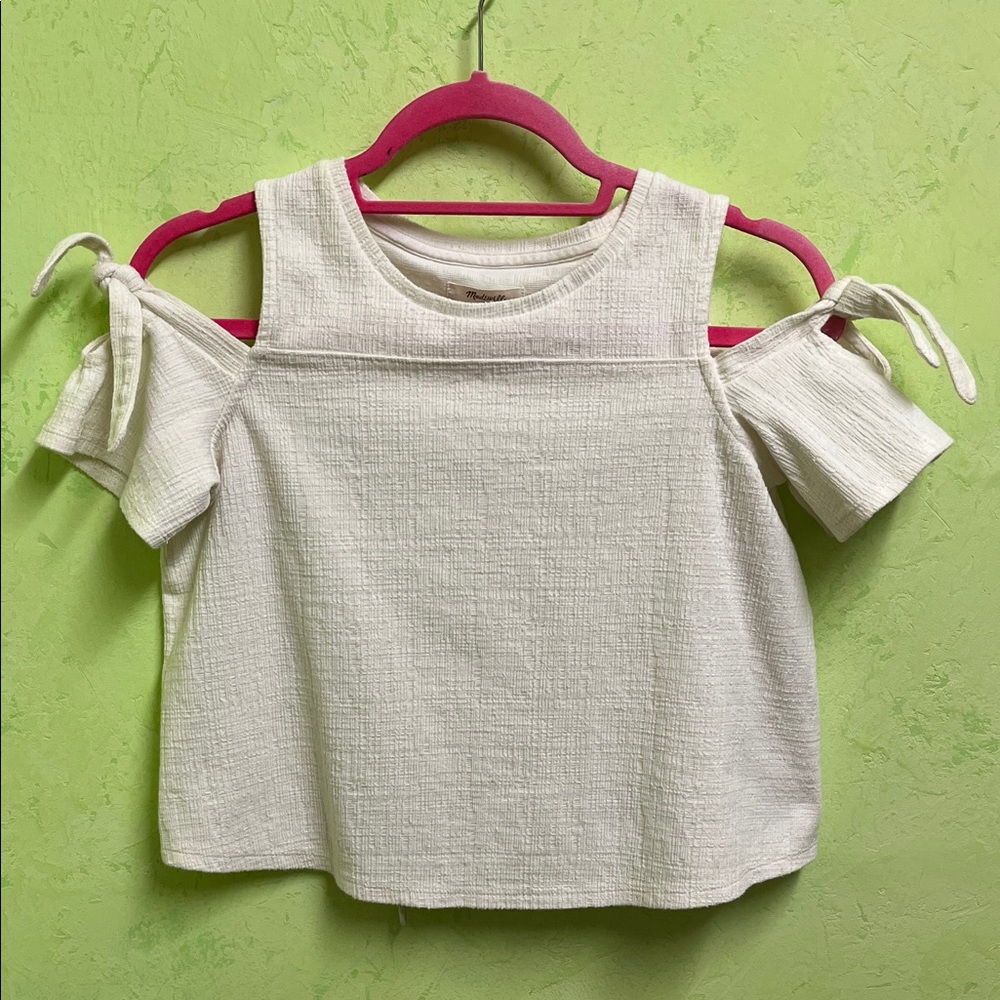Madewell Off the Shoulder Tie Blouse Top Shirt